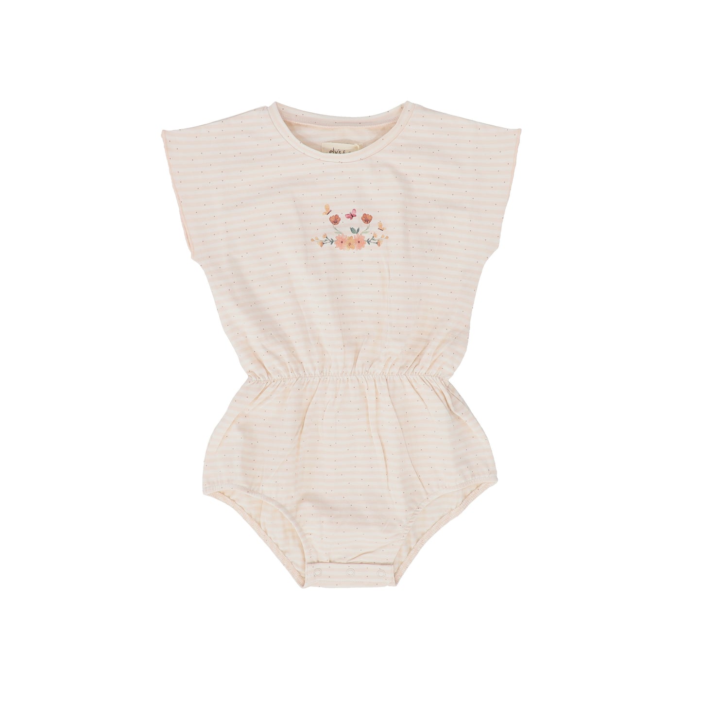 ELYS & CO IVORY/PINK FLORAL STRIPE ROMPER