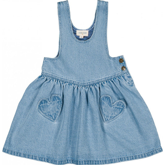 LOUIS LOUISE DENIM WASH HEART POCKET PINAFORE JUMPER