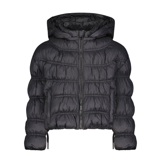 DENALI BLACK GATHERED DESIGN COAT