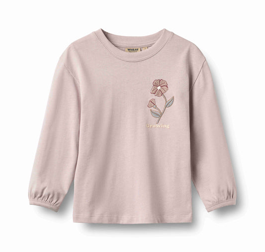 WHEAT LILAC EMBROIDERED FLOWER TEE