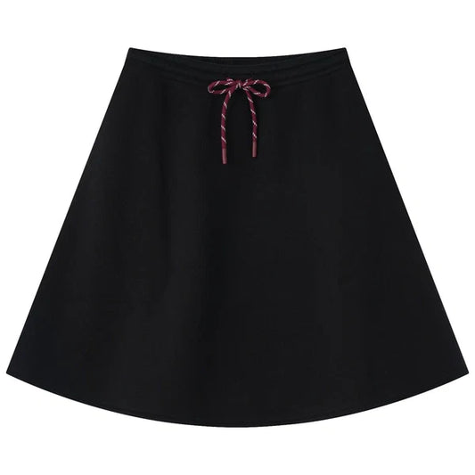 COCO BLANC BLACK FRENCH TERRY DRAWSTRING SKIRT