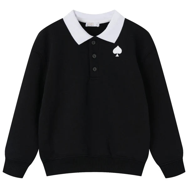 COCO BLANC BLACK/WHITE SPADES POLO SWEATSHIRT