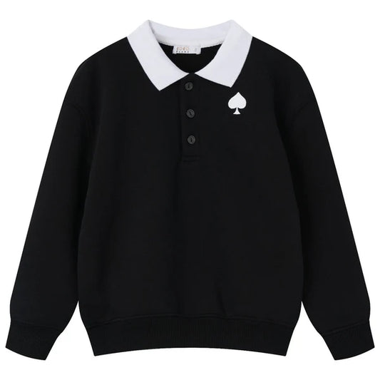 COCO BLANC BLACK/WHITE SPADES POLO SWEATSHIRT