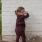 FARREN + ME BURGUNDY WASHED SUSPENDER PANT SET