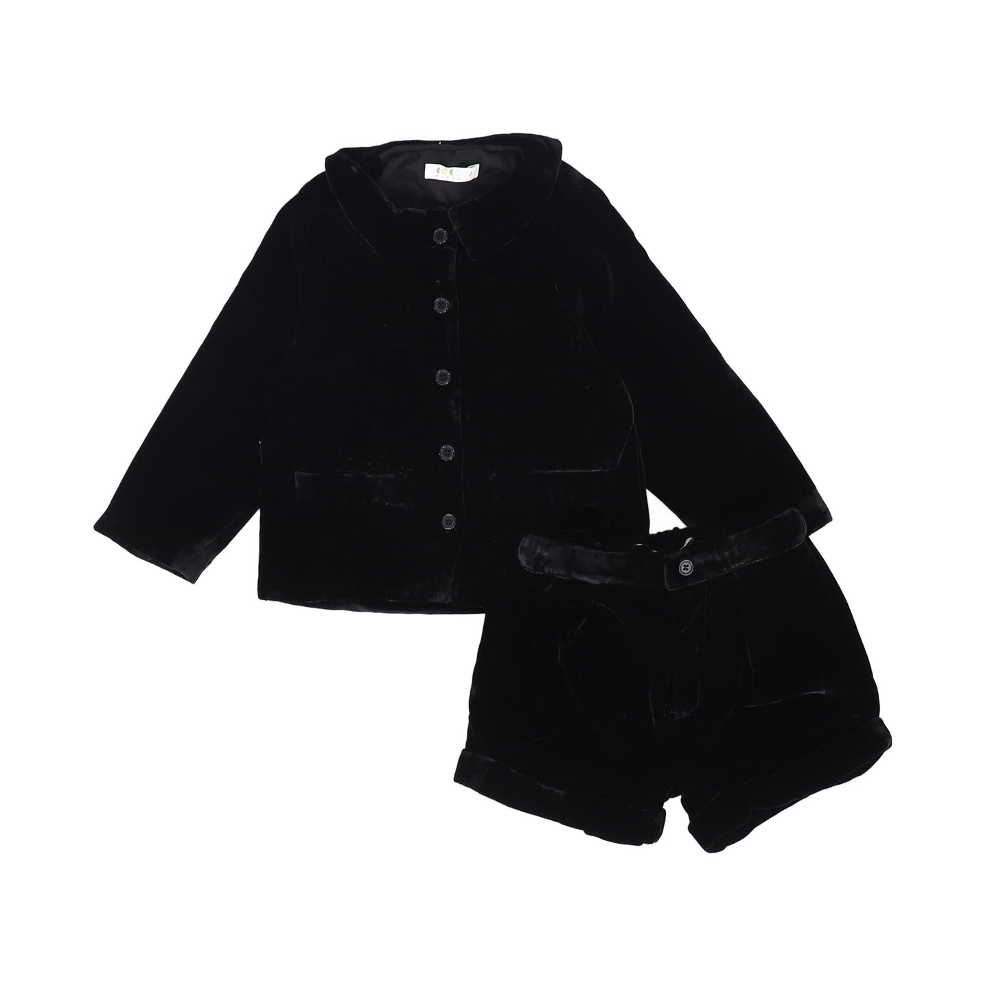 COCO BLANC BLACK VELVET POCKET BLAZER SET
