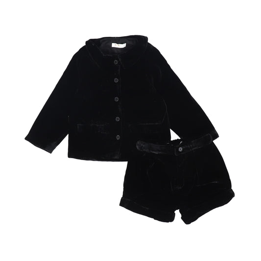 COCO BLANC BLACK VELVET POCKET BLAZER SET