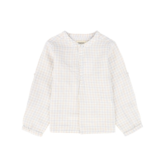 MARMAR COPENHAGEN PASTEL BROWN/BLUE CHECKED BUTTON SHIRT