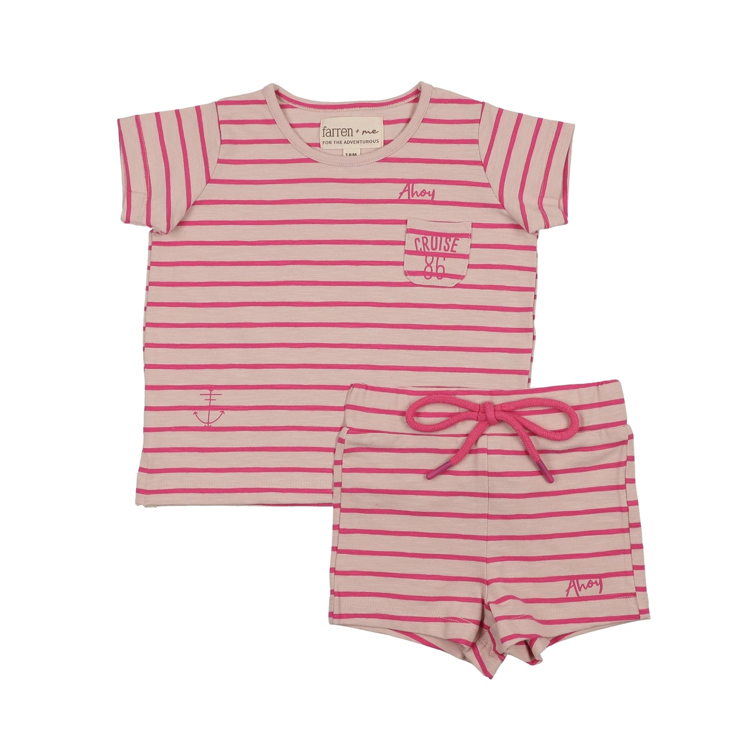 FARREN + ME HOT PINK STRIPE T-SHIRT SET