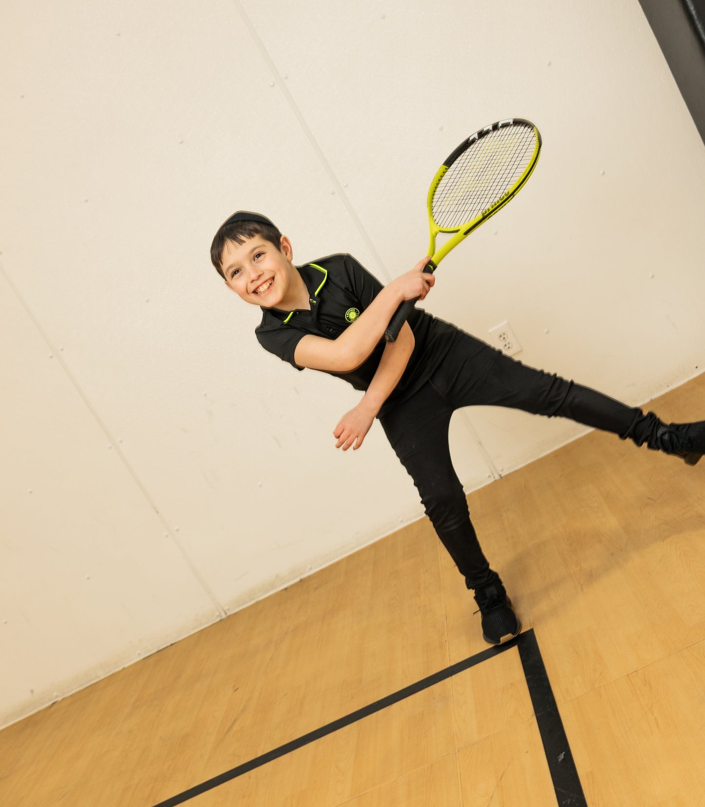 3 BUTTONS BLACK/LIME COLOR POP POLO