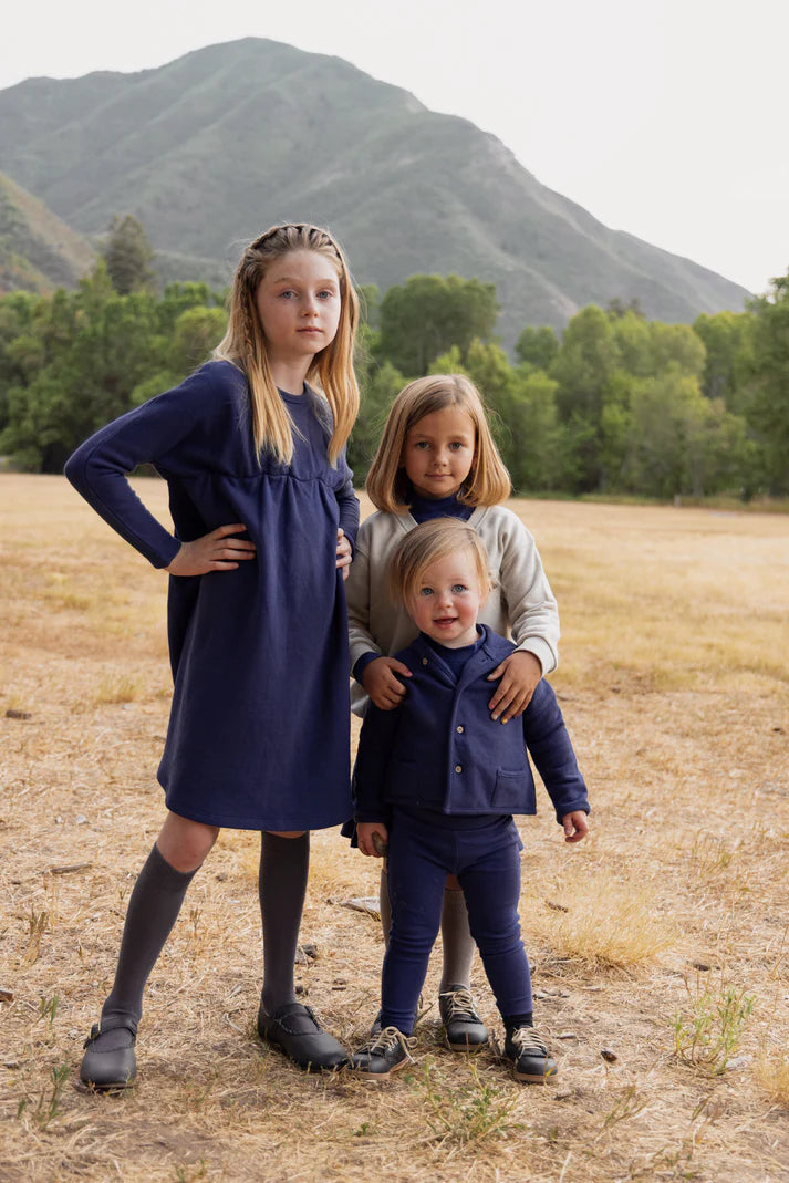 FARREN + ME BLUE WASHED PUFF SLEEVE DRESS