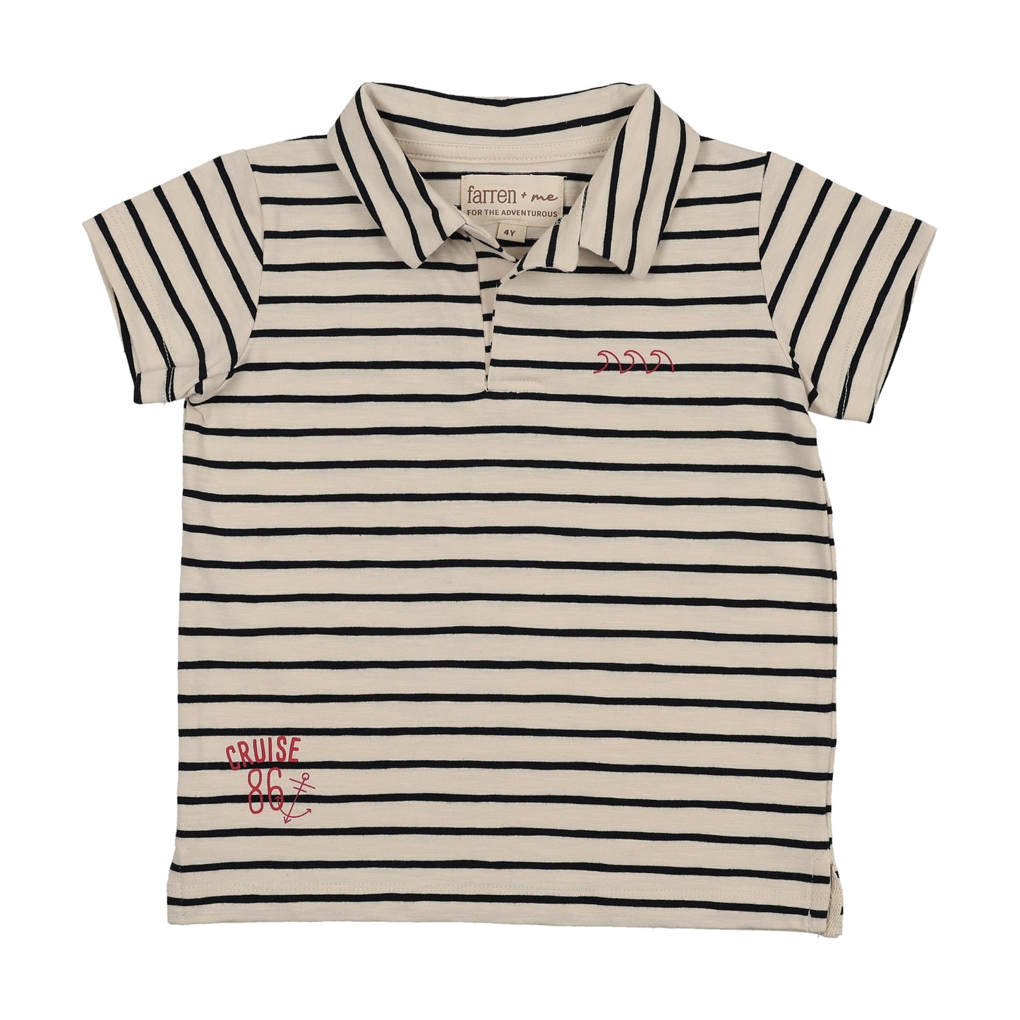 FARREN + ME NAVY STRIPED POLO T-SHIRT