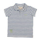 FARREN + ME ROYAL BLUE STRIPED POLO T-SHIRT