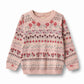 WHEAT PINK FLORAL JACQUARD SWEATER