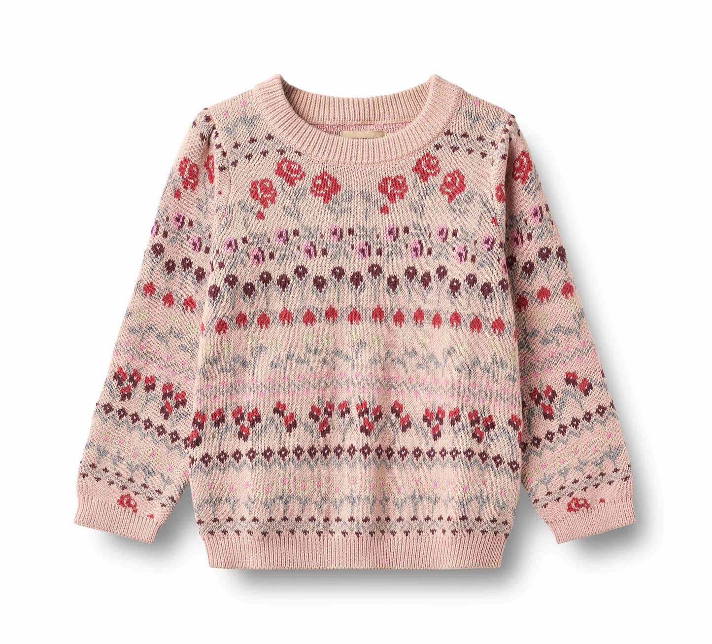 WHEAT PINK FLORAL JACQUARD SWEATER
