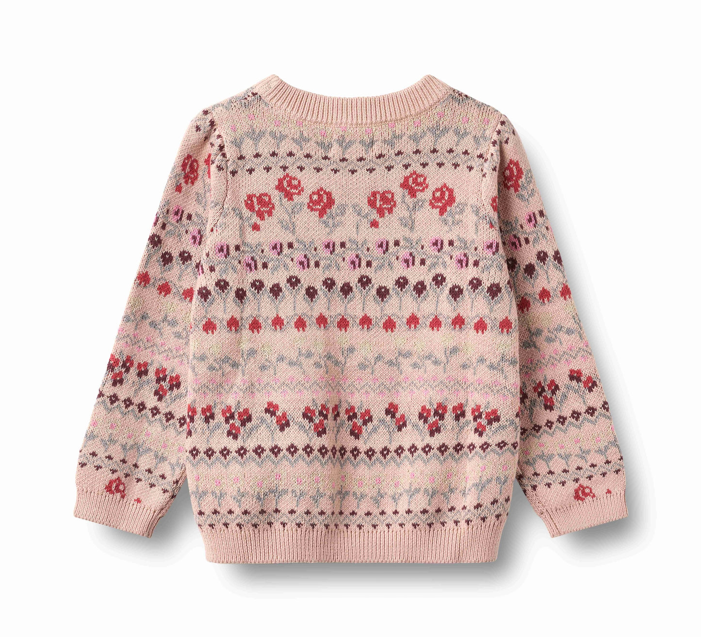 WHEAT PINK FLORAL JACQUARD SWEATER