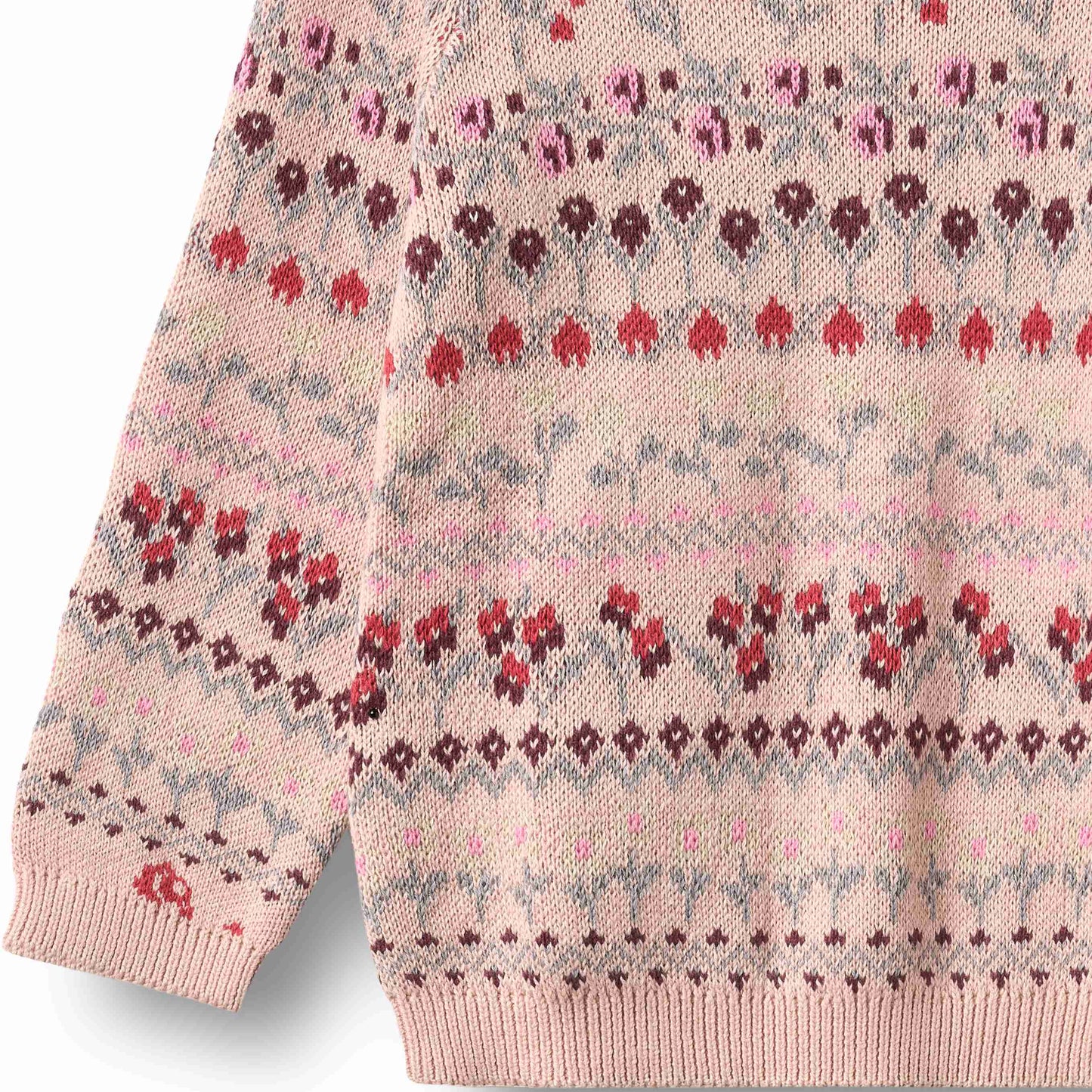 WHEAT PINK FLORAL JACQUARD SWEATER