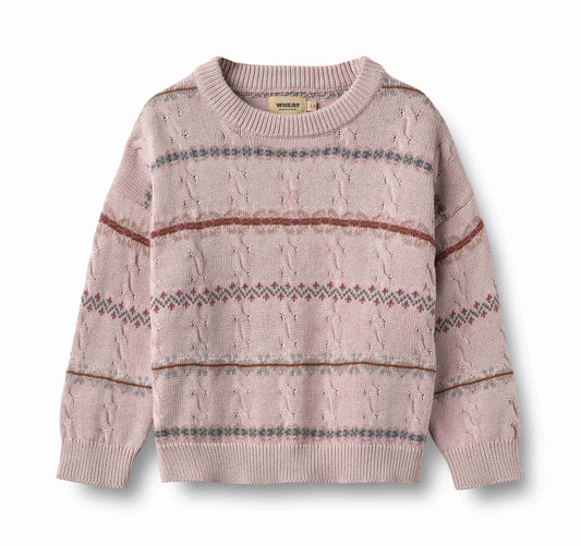 WHEAT LILAC STRIPE KNIT SWEATER