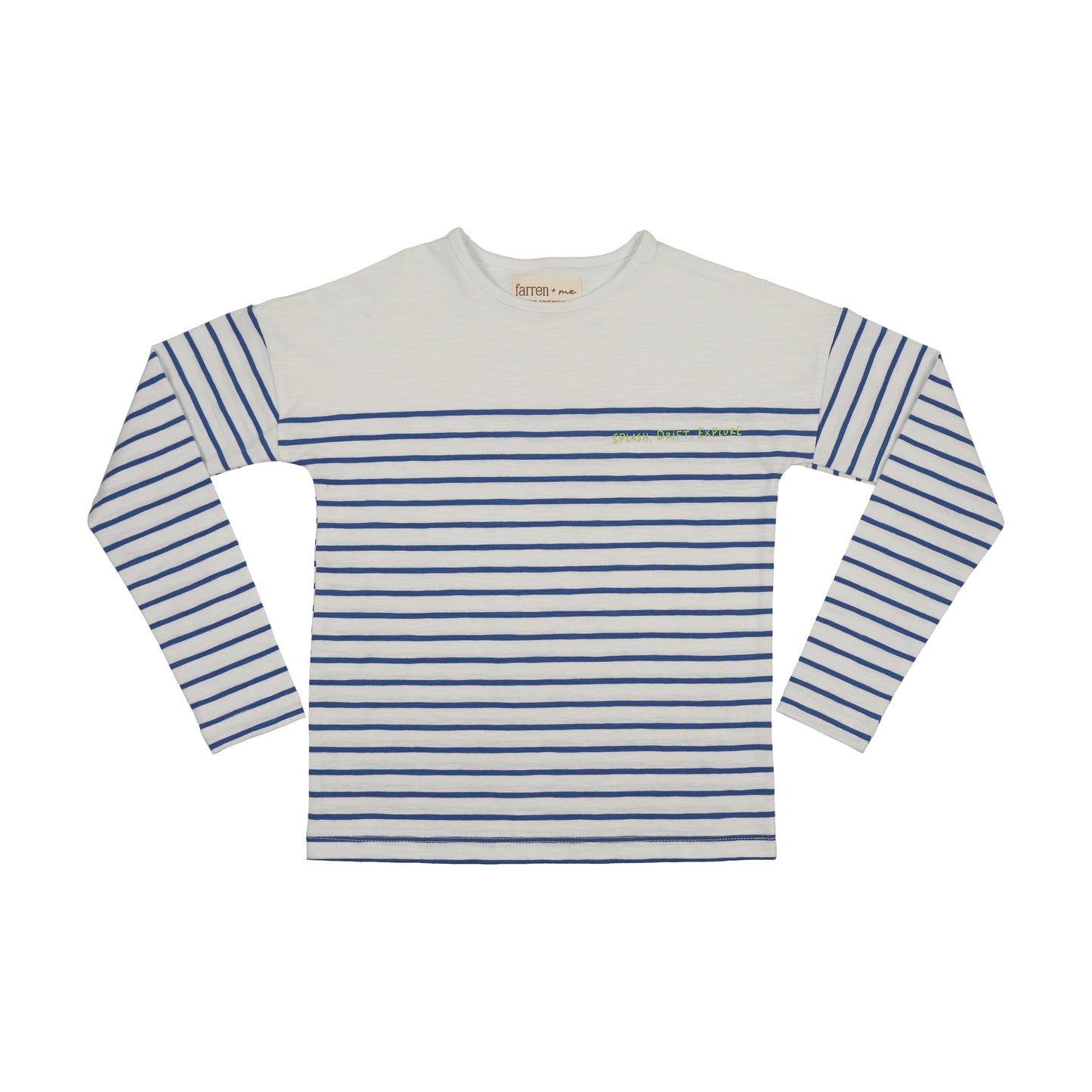 FARREN + ME ROYAL BLUE STRIPED DROP SLEEVE T-SHIRT