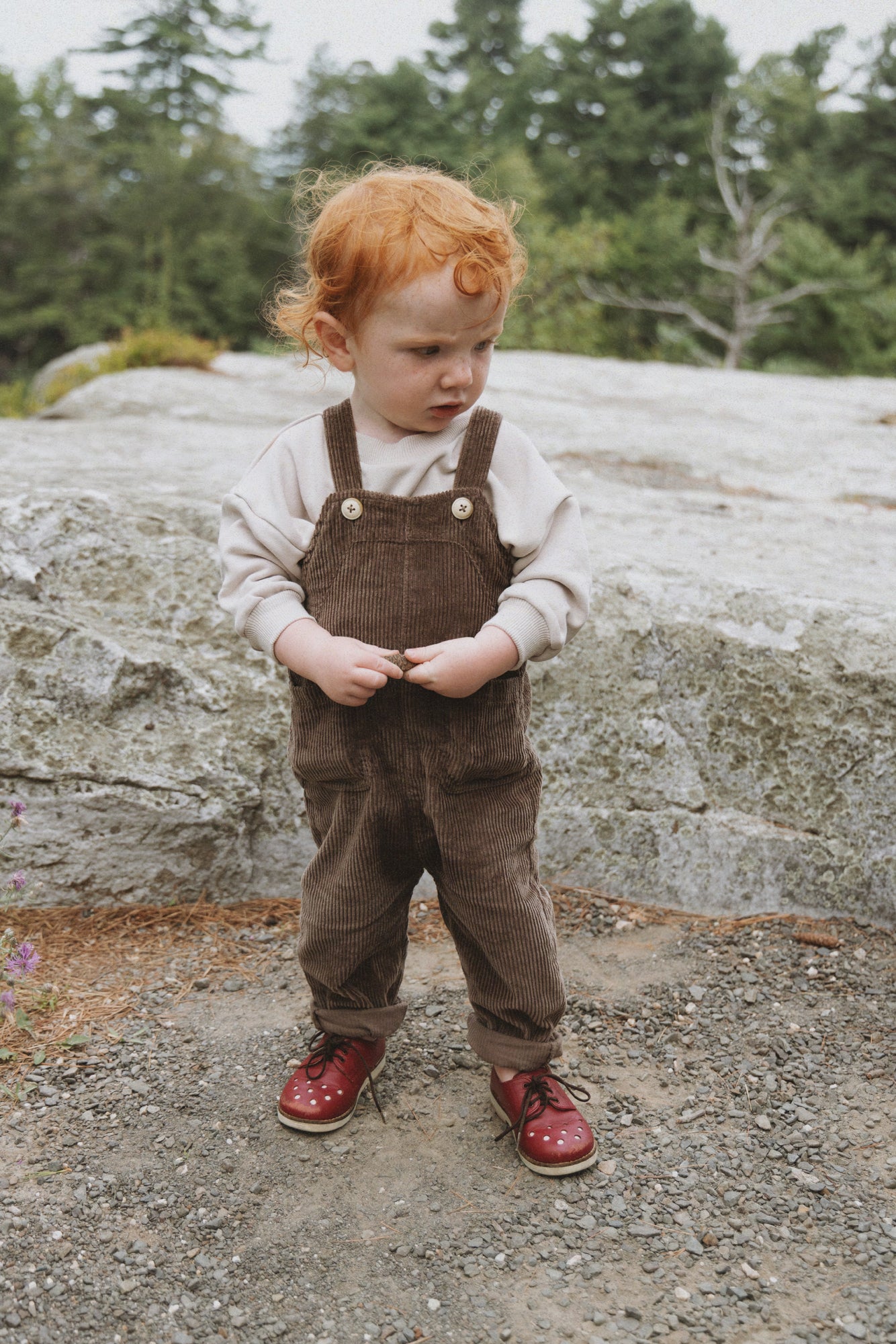 KIN & KIN CHESTNUT CORDUROY OVERALLS SET