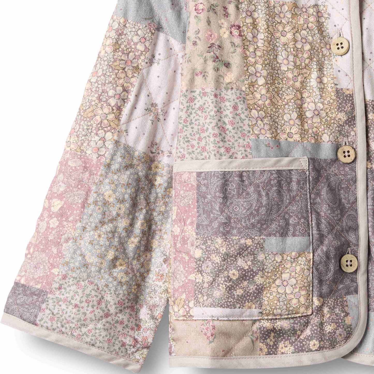 WHEAT PINK FLORAL PATCHWORK QUILTED JACKET