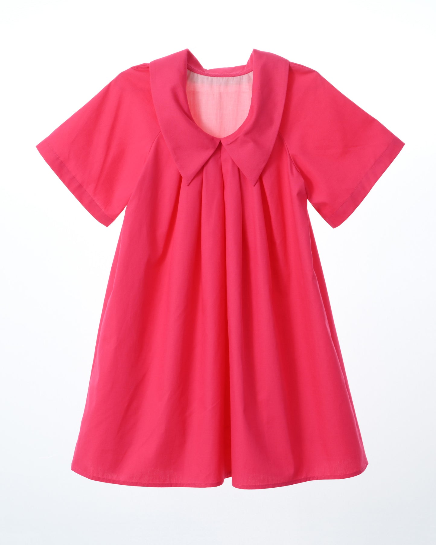 AISABOBO HOT PINK COLLAR PLEATED DRESS