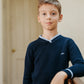NUMU NAVY STRIPED V-NECK SWEATER