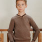 NUMU MOCHA STRIPED V-NECK SWEATER