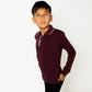 3 BUTTONS BURGUNDY/CREAM STRIPE TRIM POLO