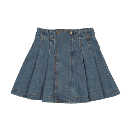 FARREN + ME BLUE DENIM PLEAT SKIRT