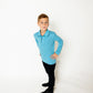 3 BUTTONS LIGHT BLUE/BLUE STRIPE TRIM POLO