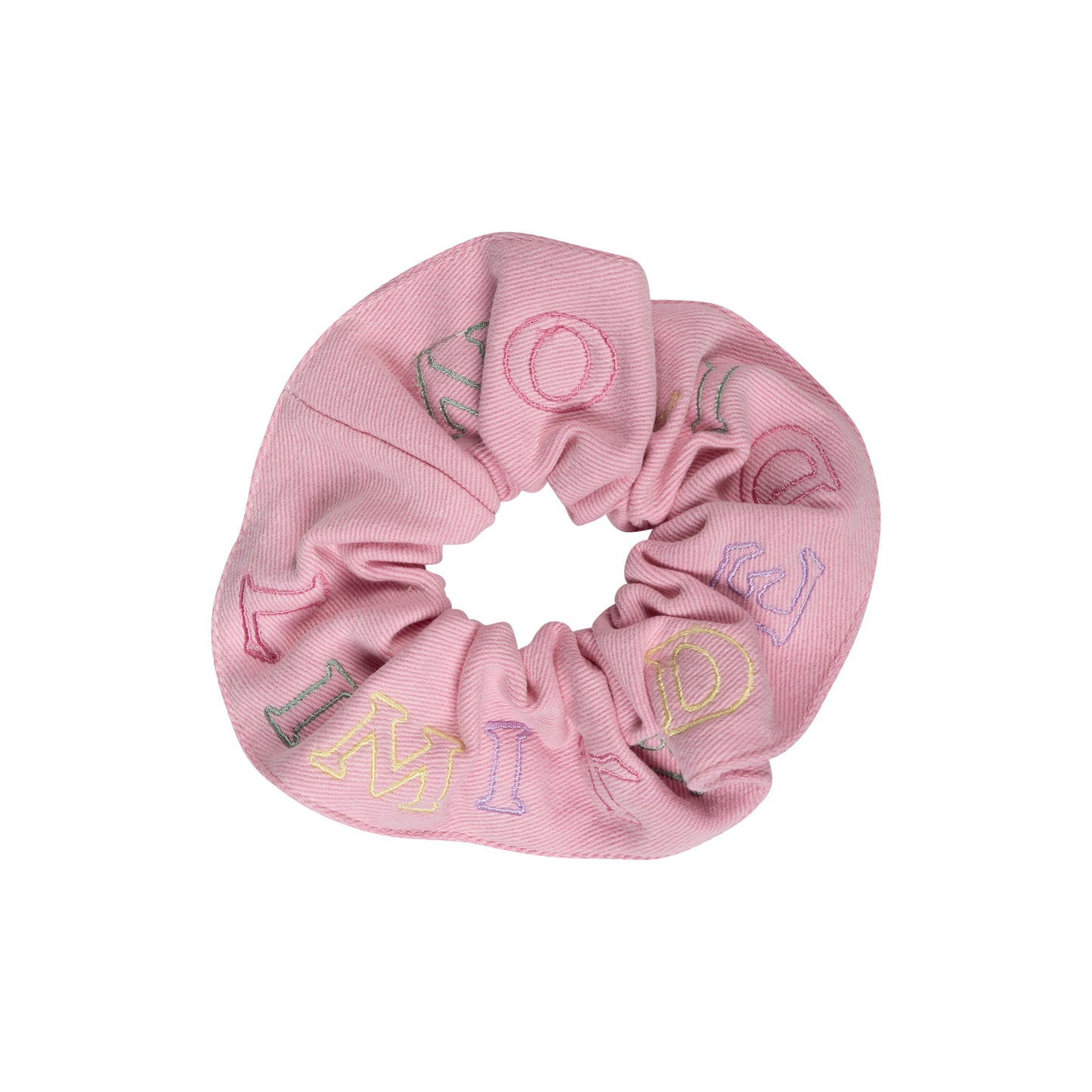 LIMITED EDITION PINK EMBROIDERED LOGO SCRUNCHIE  [FINAL SALE]