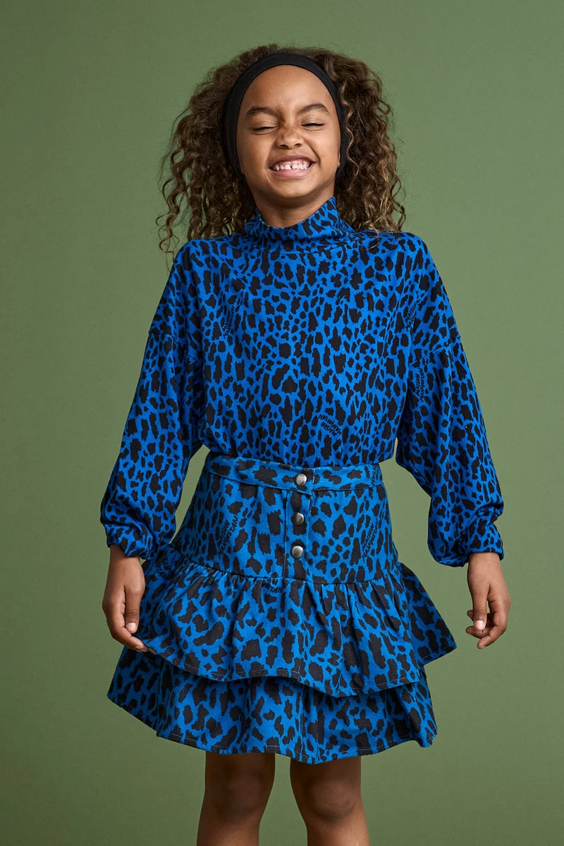 MAISON MANGOSTAN BLUE ANIMAL PRINT TURTLENECK