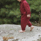 KIN & KIN BURGUNDY WASH BUTTON ROMPER