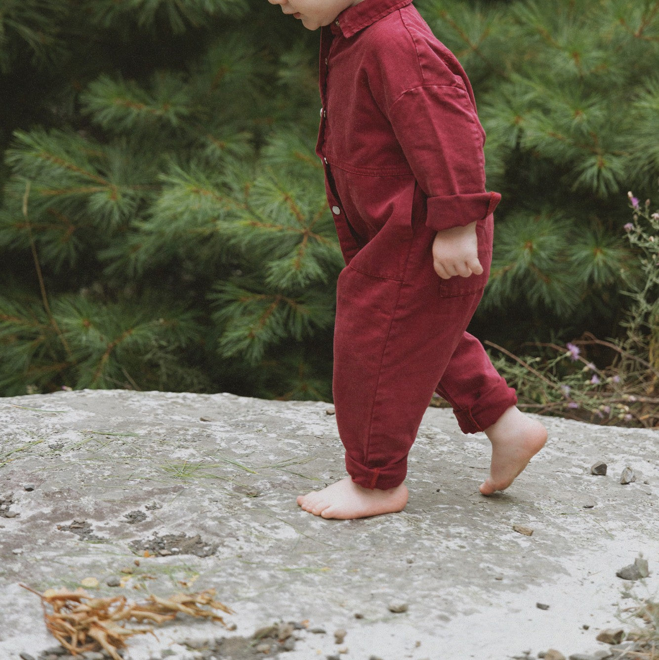 KIN & KIN BURGUNDY WASH BUTTON ROMPER