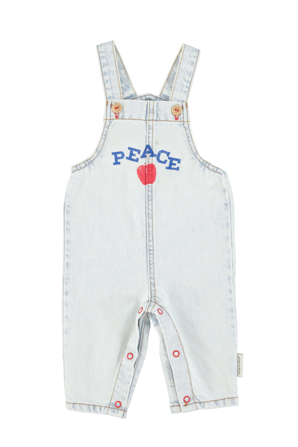 PIUPIUCHICK LIGHT BLUE DENIM WORDED OVERALLS [FINAL SALE]
