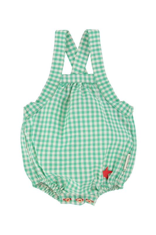 PIUPIUCHICK GREEN CHECKED ROMPER