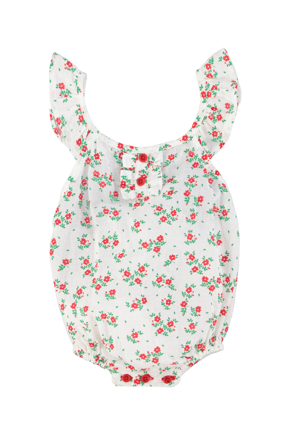 PIUPIUCHICK IVORY/RED FLORAL STRAP ROMPER