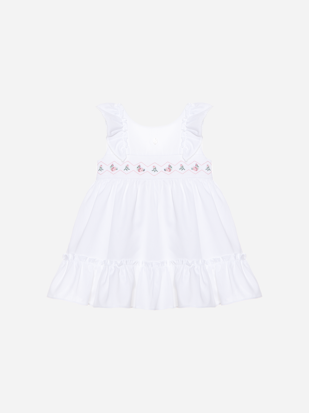 PATACHOU WHITE EMBROIDERED SMOCK RUFFLE JUMPER [FINAL SALE]