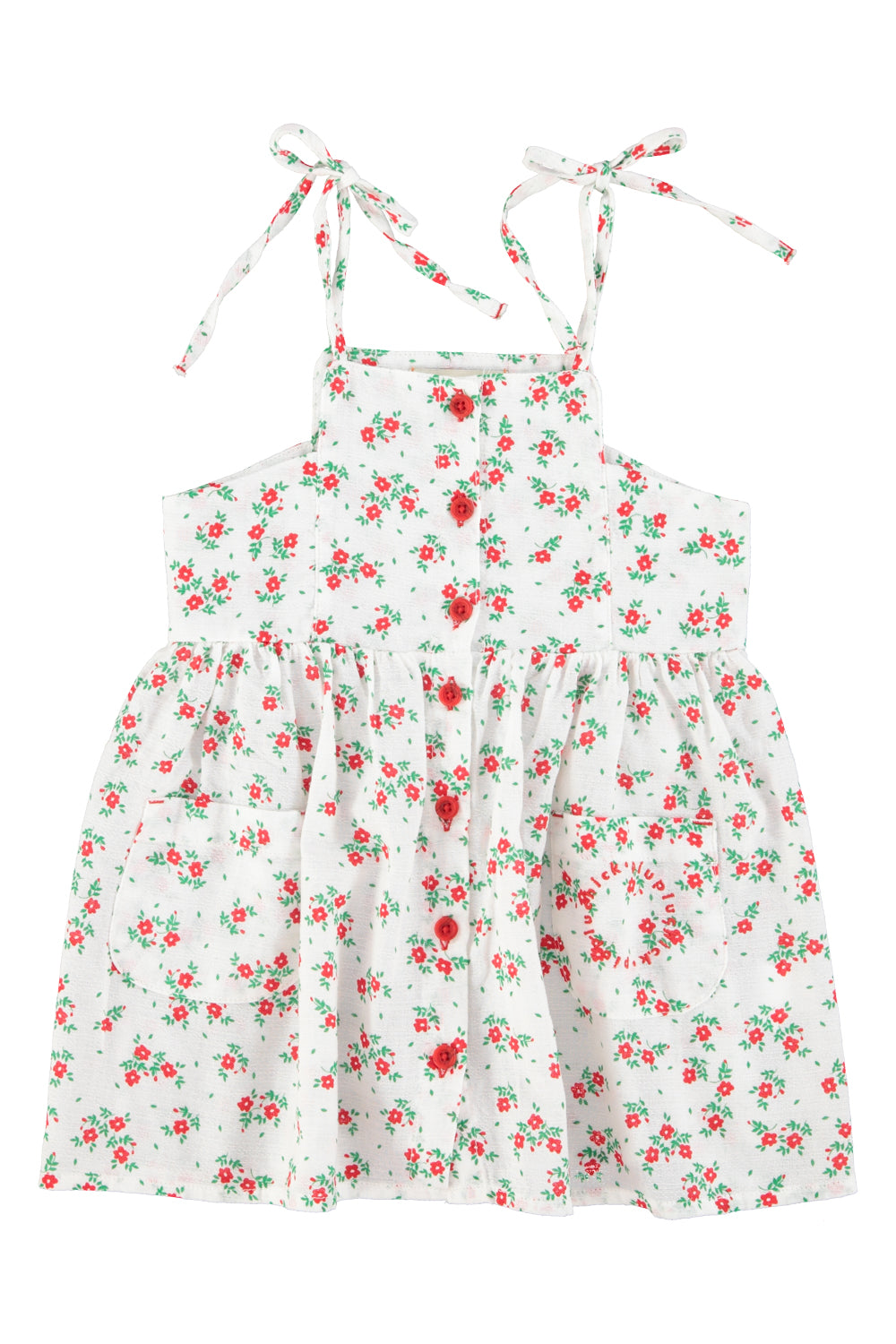 PIUPIUCHICK IVORY/RED FLORAL BUTTON JUMPER