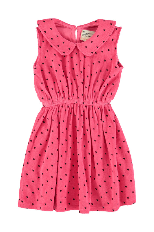 PIUPIUCHICK HOT PINK TERRY HEART PRINT COLLAR JUMPER