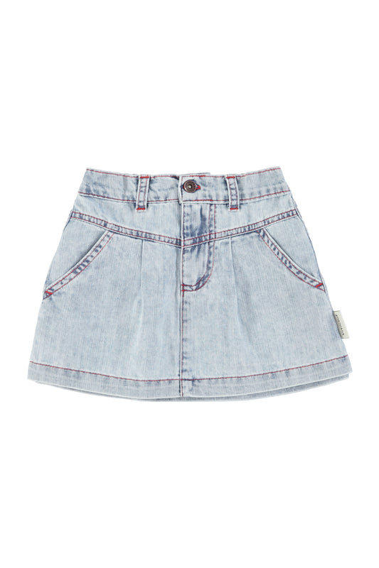 PIUPIUCHICK LIGHT BLUE DENIM STITCHED SKIRT