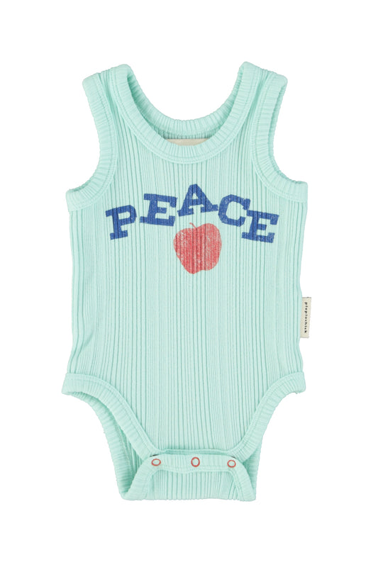 PIUPIUCHICK LIGHT BLUE WORDED ONESIE