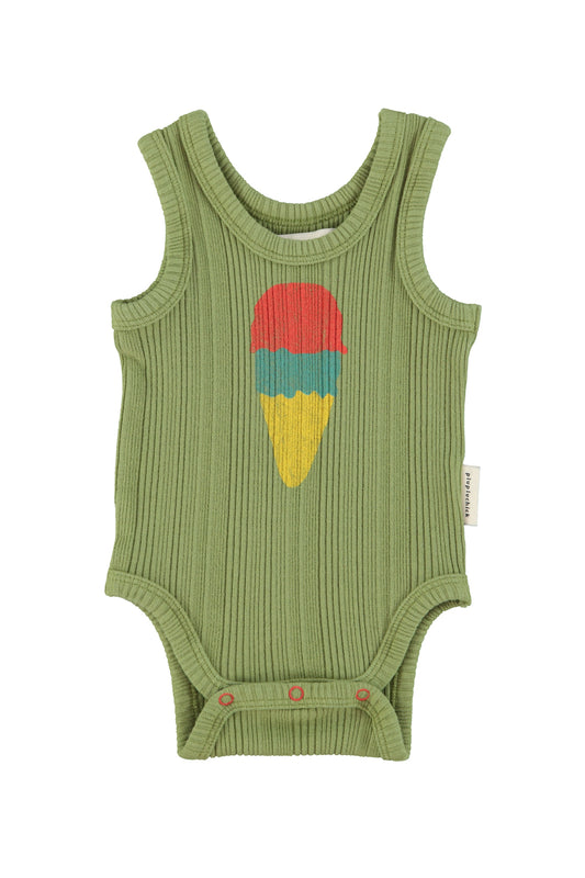 PIUPIUCHICK OLIVE GREEN ICE CREAM ONESIE