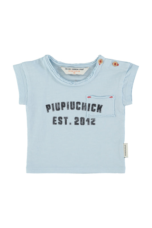PIUPIUCHICK LIGHT BLUE WORDED T-SHIRT