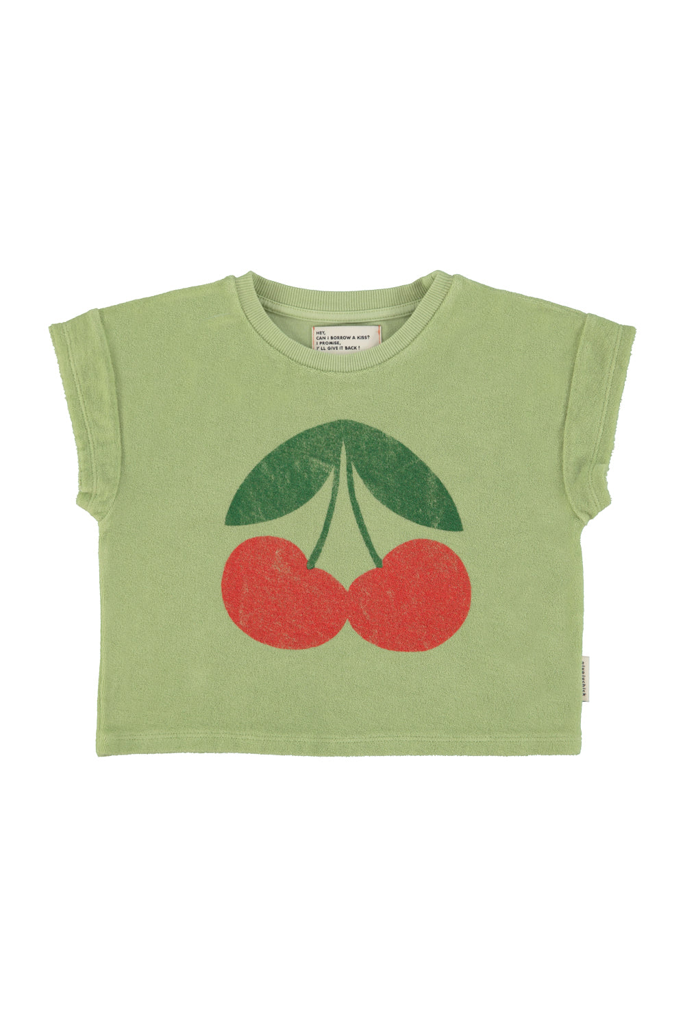 PIUPIUCHICK OLIVE GREEN CHERRY PATCH T-SHIRT