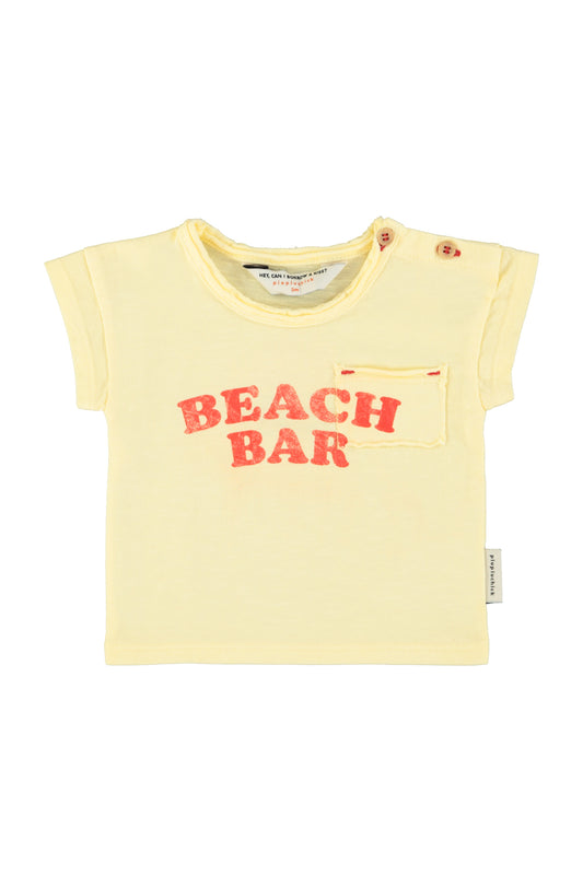 PIUPIUCHICK PALE YELLOW WORDED T-SHIRT