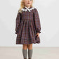 MARMAR COPENHAGEN BROWN CHECKED PETER PAN COLLAR DRESS