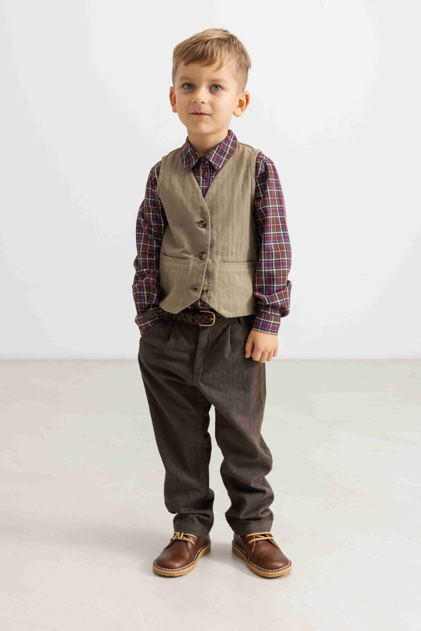MARMAR COPENHAGEN BROWN  CHECKED COLLAR SHIRT