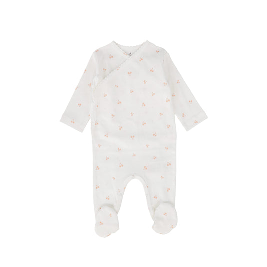 BEBE ORGANIC WHITE/PINK CHERRY PRINT WRAP FOOTIE