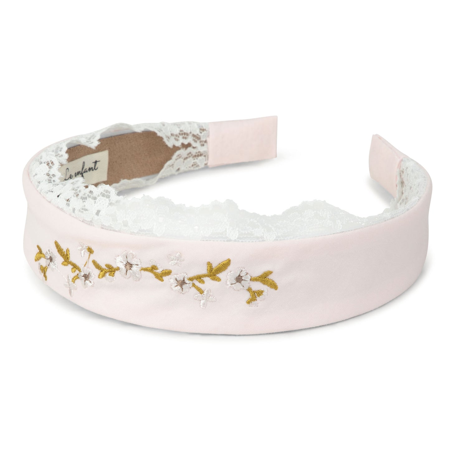 LE ENFANT PINK FLORAL LACE TRIM HEADBAND [FINAL SALE]